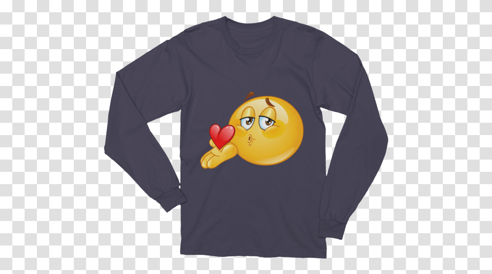Unisex Blowing Kiss Emoji Long Sleeve T Shirt 1929 T Shirt, Apparel, Sweatshirt, Sweater Transparent Png