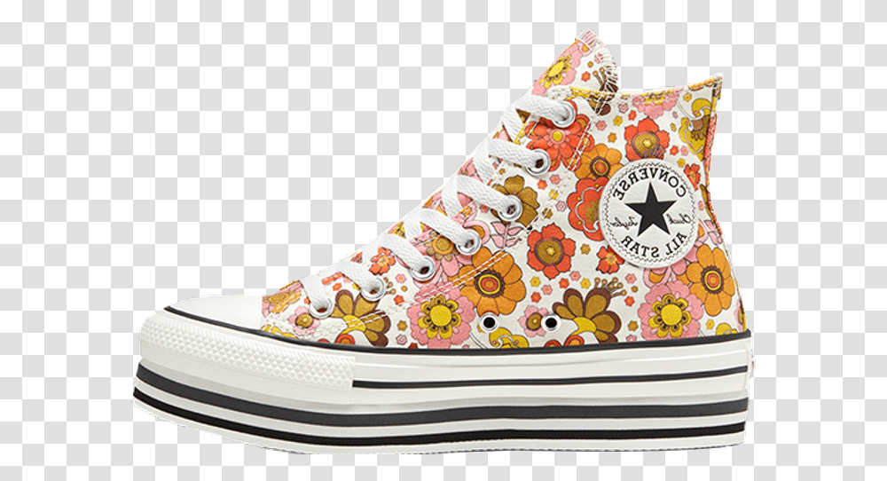 Unite Platform X Converse Chuck Taylor Converse Hi Cream Floral, Clothing, Apparel, Shoe, Footwear Transparent Png