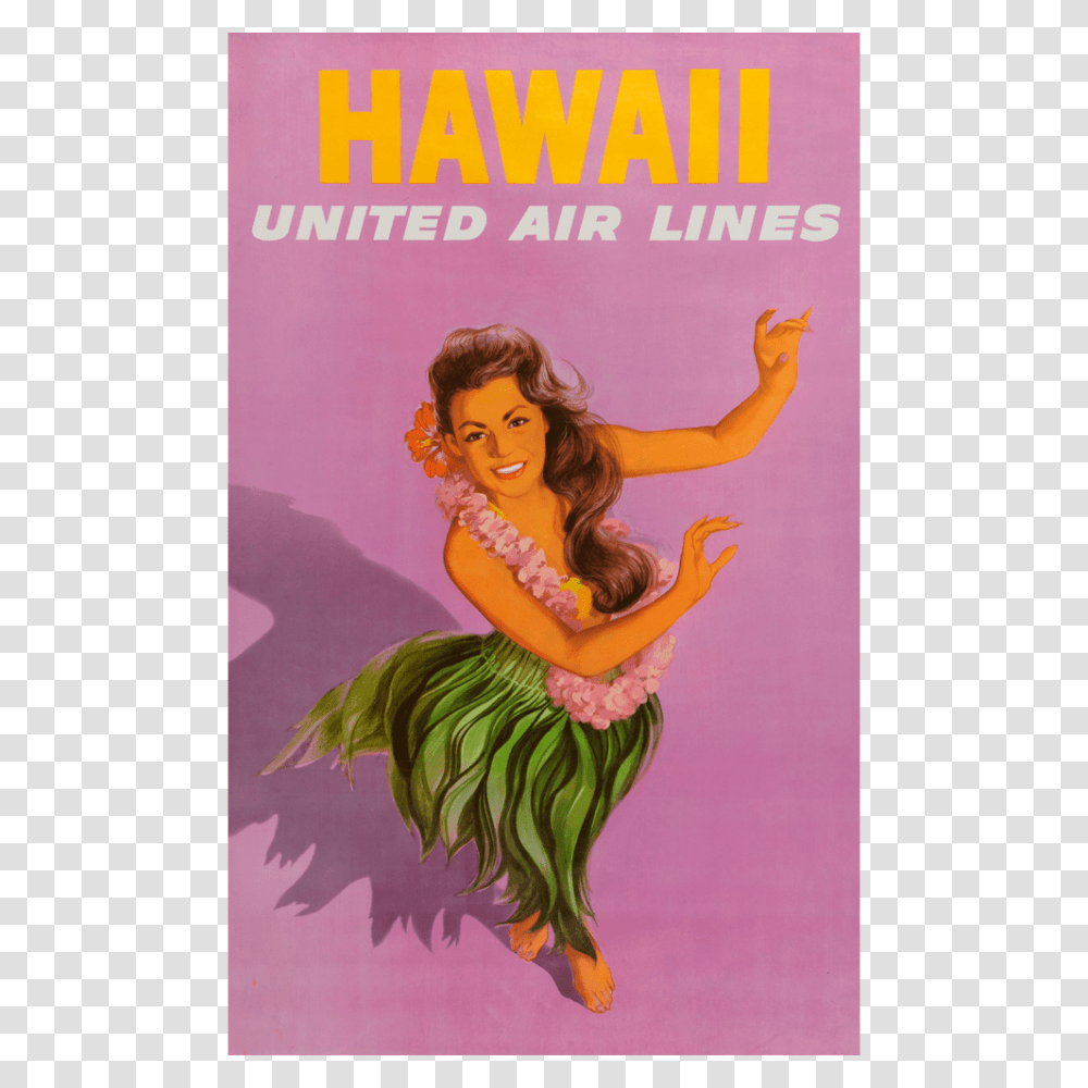 United Airlines Stan Galli Hawaii Hula Girl Travel Poster, Toy, Person, Human, Leisure Activities Transparent Png