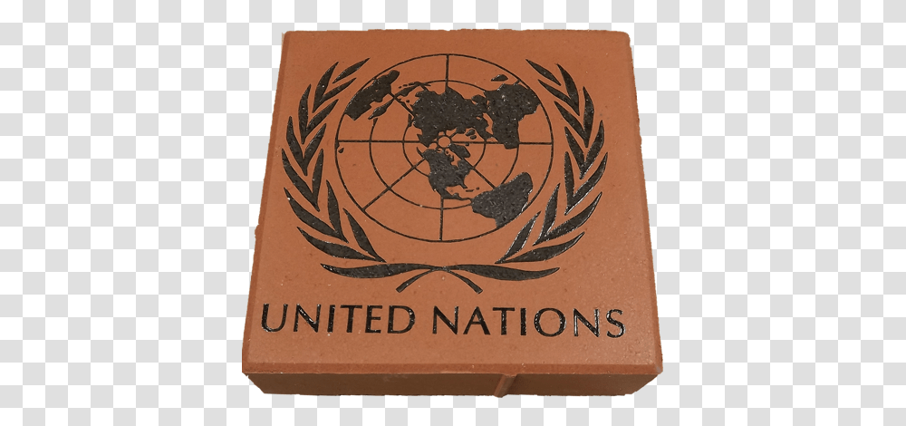 United Nations 8x8 Brick With Logo Centered United Nations Logo Red, Book, Symbol, Text, Mat Transparent Png