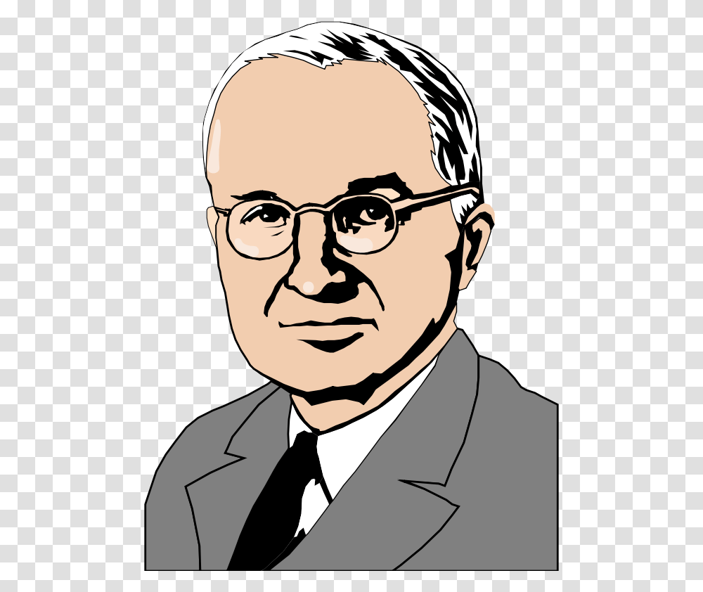United Office Of States Vector S Harry S Truman Cartoon, Head, Face, Person, Tie Transparent Png