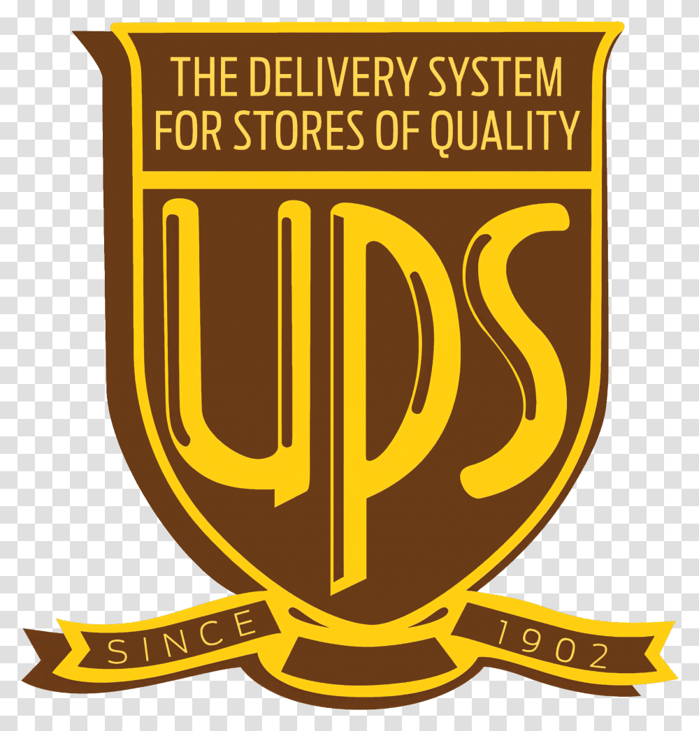 United Parcel Service Logo And Symbol Meaning History Ups 1937 Logo, Poster, Advertisement, Glass, Gold Transparent Png
