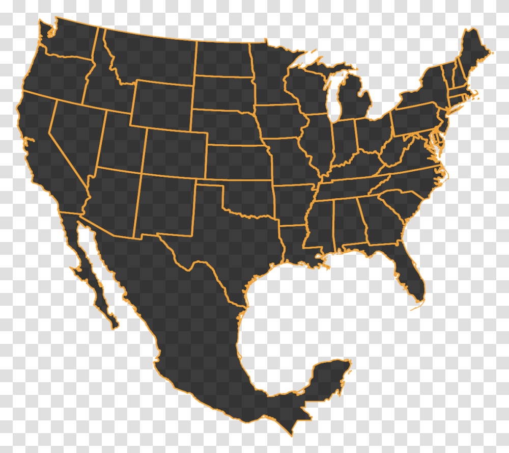 United States And Mexico Outline, Map, Diagram, Atlas, Plot Transparent Png