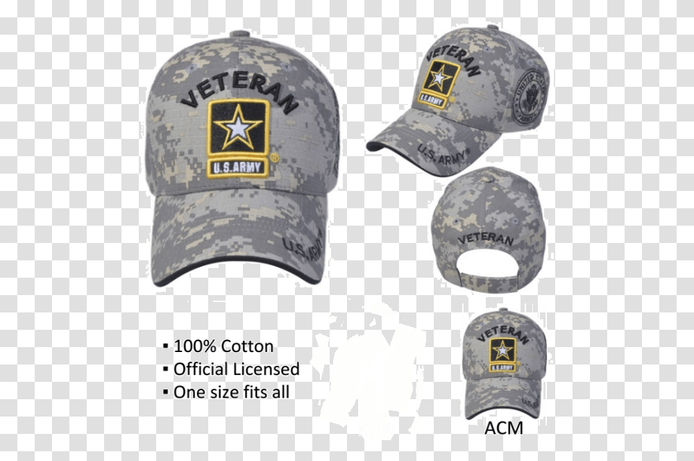 United States Army Veteran Hat With Star Logo A04arv01acmbk Baseball Cap, Clothing, Apparel, Lamp Transparent Png