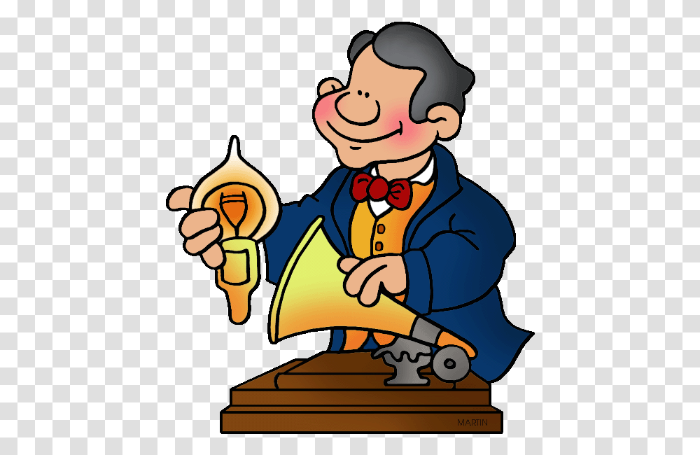 United States Clip Art By Phillip Martin Famous People Invention Clipart, Light, Performer, Trophy Transparent Png