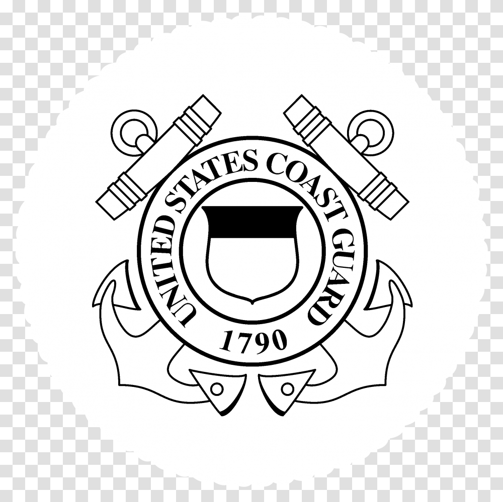 United States Coast Guard Logo Black And White United States Coast Guard, Badge, Volleyball Transparent Png