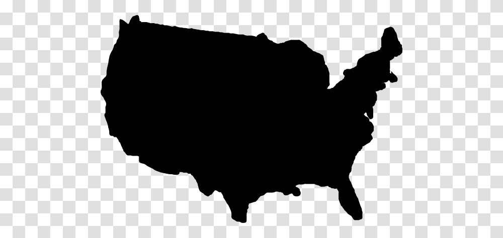 United States Map Black Clip Art, Silhouette, Bull, Mammal, Animal Transparent Png