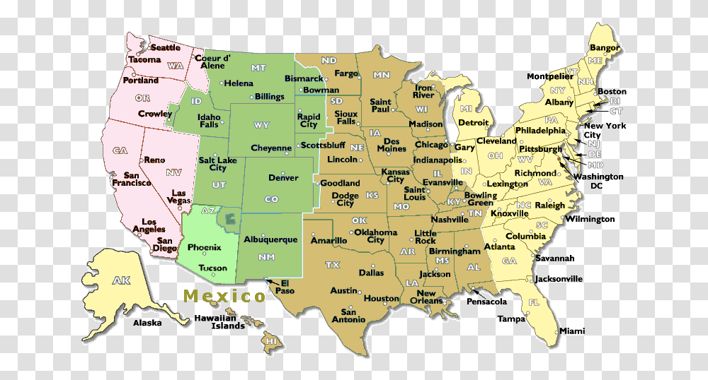 United States Map Mapa Horario Estados Unidos, Diagram, Atlas, Plot, Menu Transparent Png
