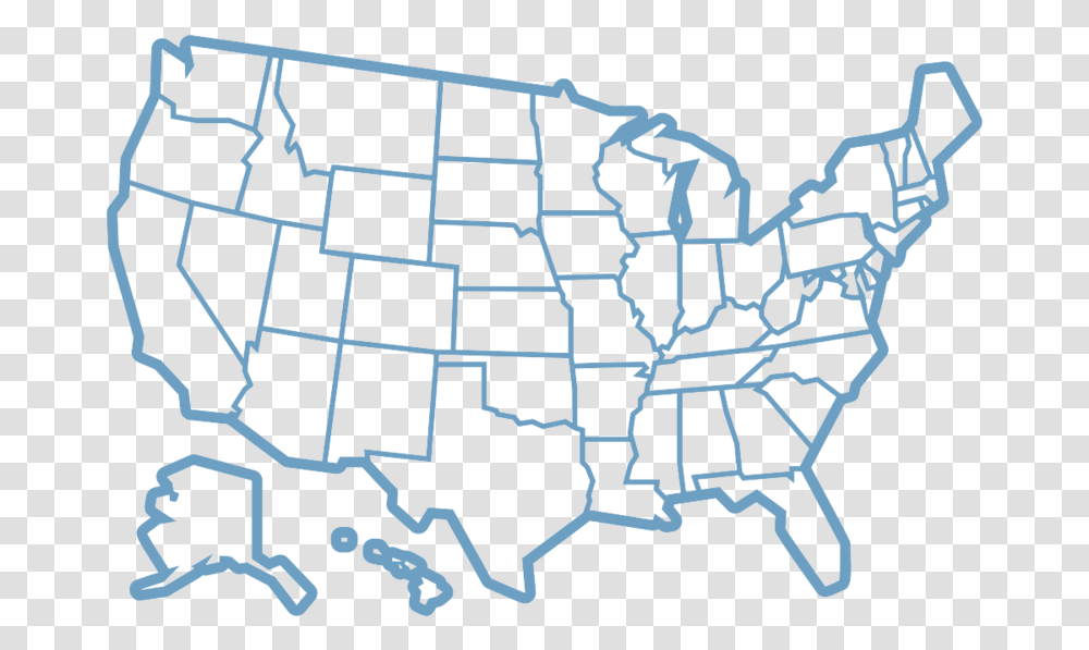 United States Map Outline In Light Blue United States Map Outline, Plot, Glass, Nature, Diagram Transparent Png