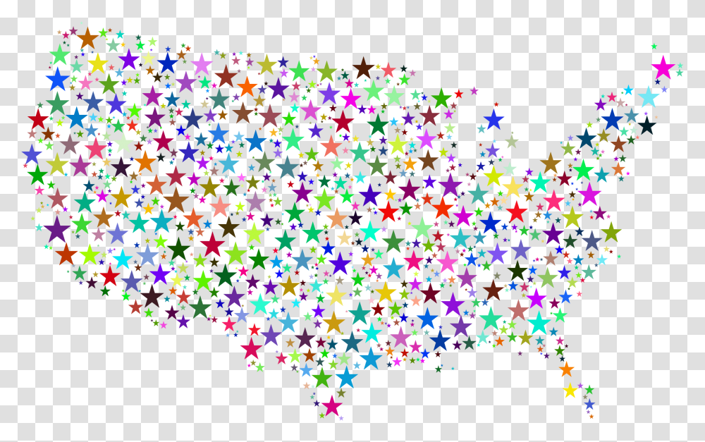 United States Map Prismatic Stars Clip Arts Red White And Blue Border Design, Light, Glitter Transparent Png