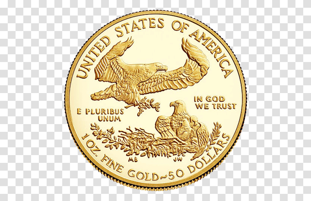 United States Mint Gold American Eagle 1 Oz, Money, Coin, Bird, Animal Transparent Png