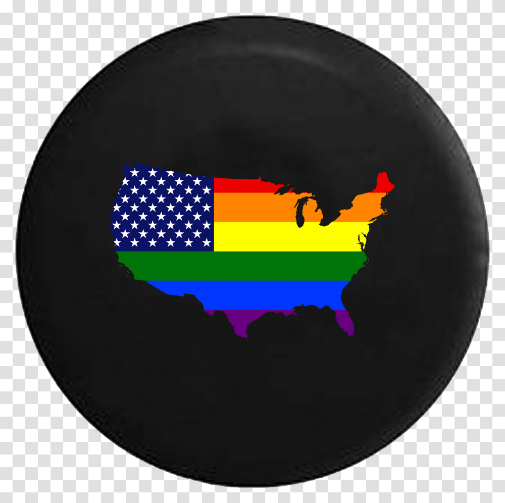 United States Of America Gay Flag Map Lgbtq Circle, Baseball Cap, Hat, Apparel Transparent Png