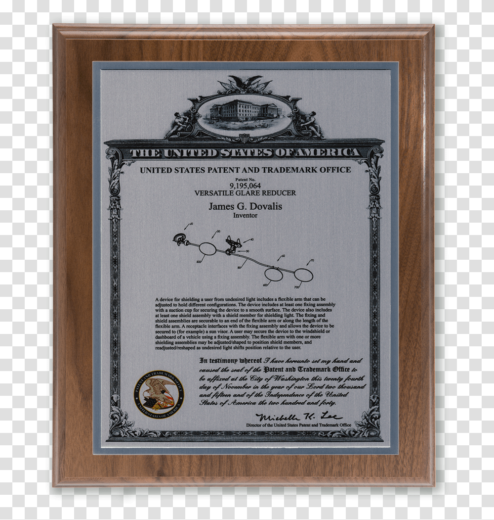 United States Patent And Trademark Office, Plaque, Label, Diploma Transparent Png