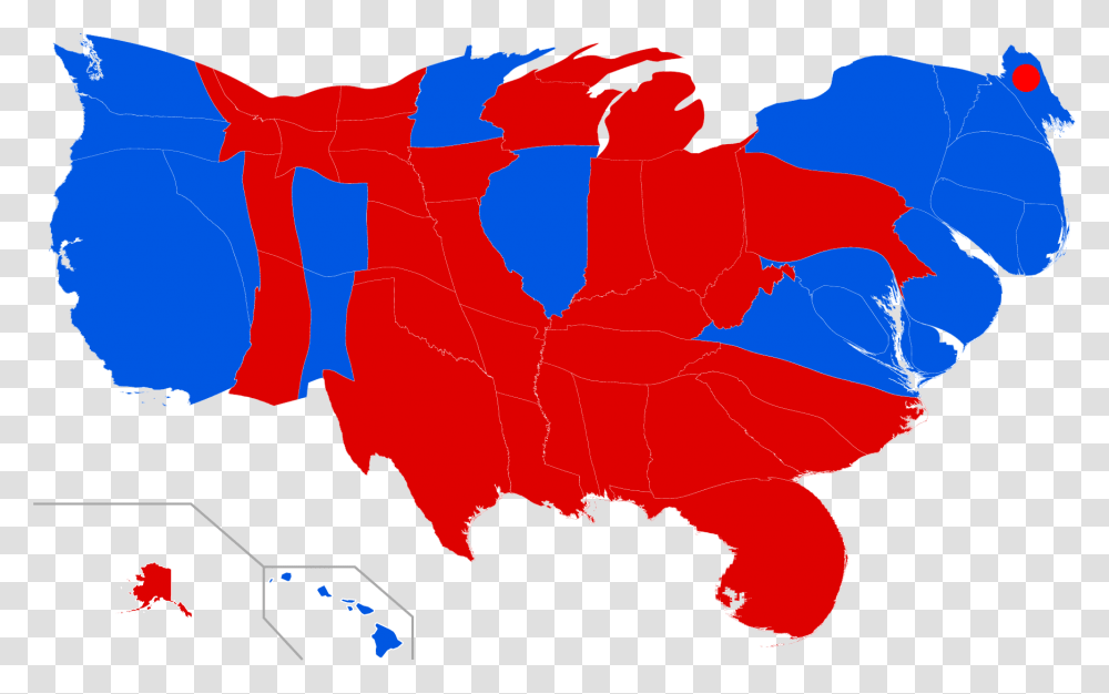 United States Presidential Election 2016 Cartogram Cartogram Us Election 2016, Map, Diagram, Plot Transparent Png