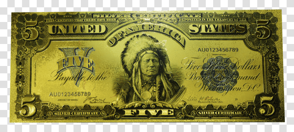 United States Silver Certificate 5 Dollars, Money, Person, Human, Poster Transparent Png