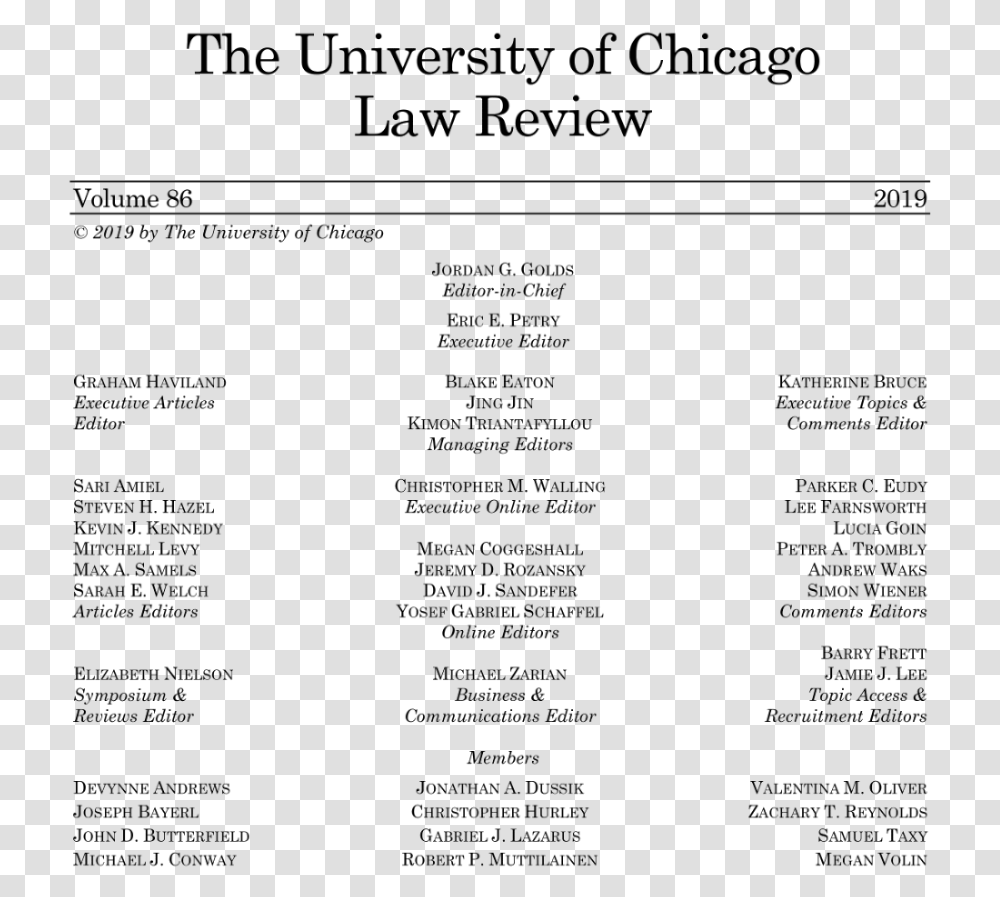University Of Chicago Law Review, Menu, Page Transparent Png