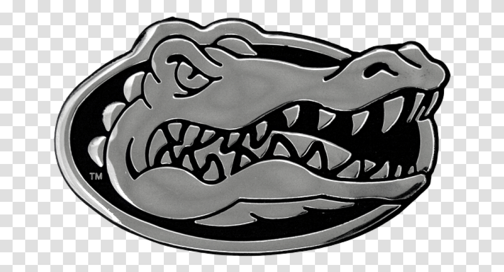 University Of Florida Gators Chrome Metal Auto Emblem Black And White, Label, Buckle Transparent Png