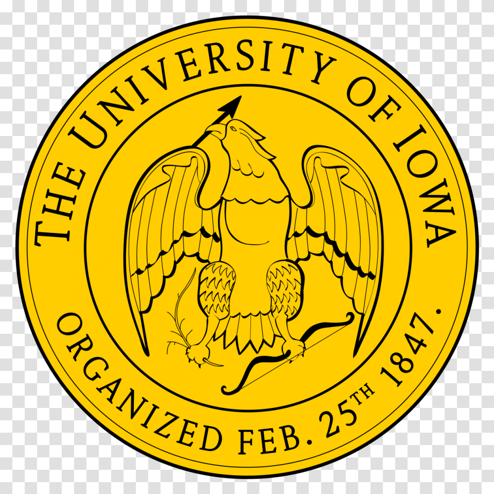 University Of Iowa Logos University Of Iowa Seal, Symbol, Trademark, Coin, Money Transparent Png
