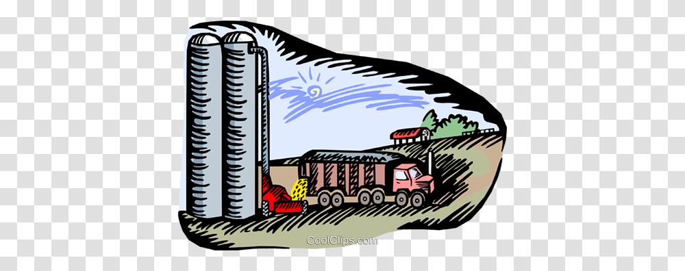 Unloading Grain Into Silos Royalty Free Vector Clip Art, Car, Vehicle, Transportation, Automobile Transparent Png