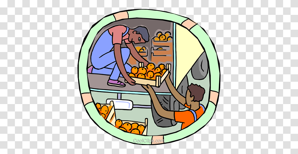 Unloading Oranges From A Truck Royalty Free Vector Clip Art, Washing, Food, Shop, Market Transparent Png