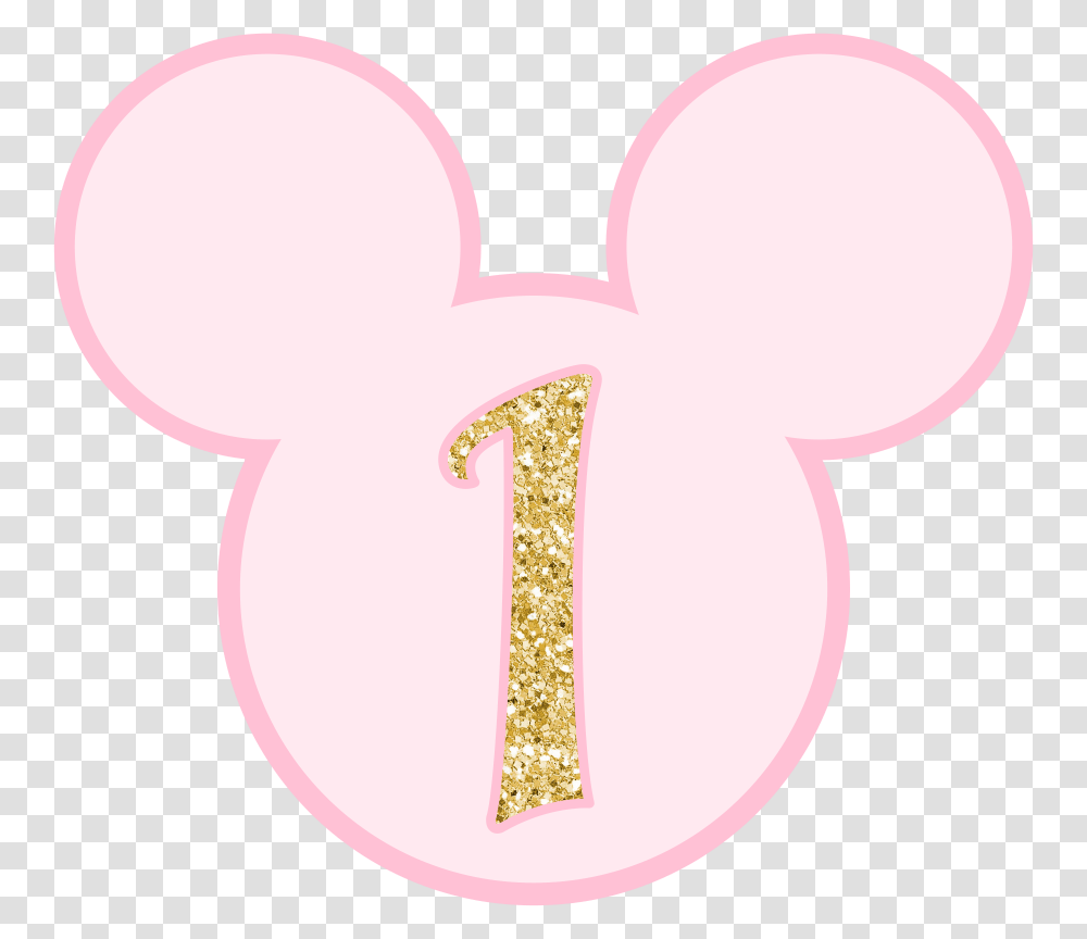 Uno One Glitter Rosa Pink Minnie Mickey Number Numero 1 Minnie, Heart Transparent Png