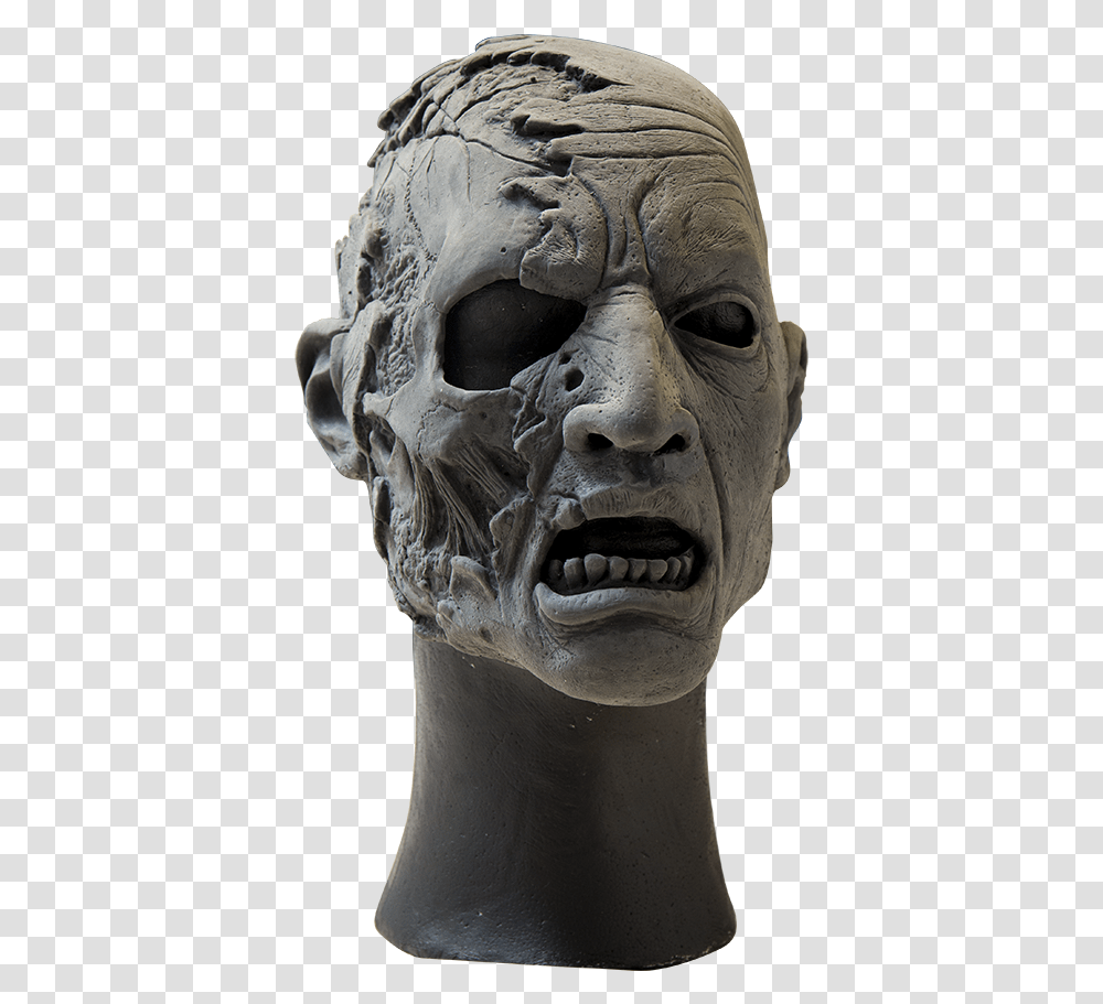 Unpainted Half Face Zombie Mask Bronze Sculpture, Statue, Ornament, Elephant Transparent Png