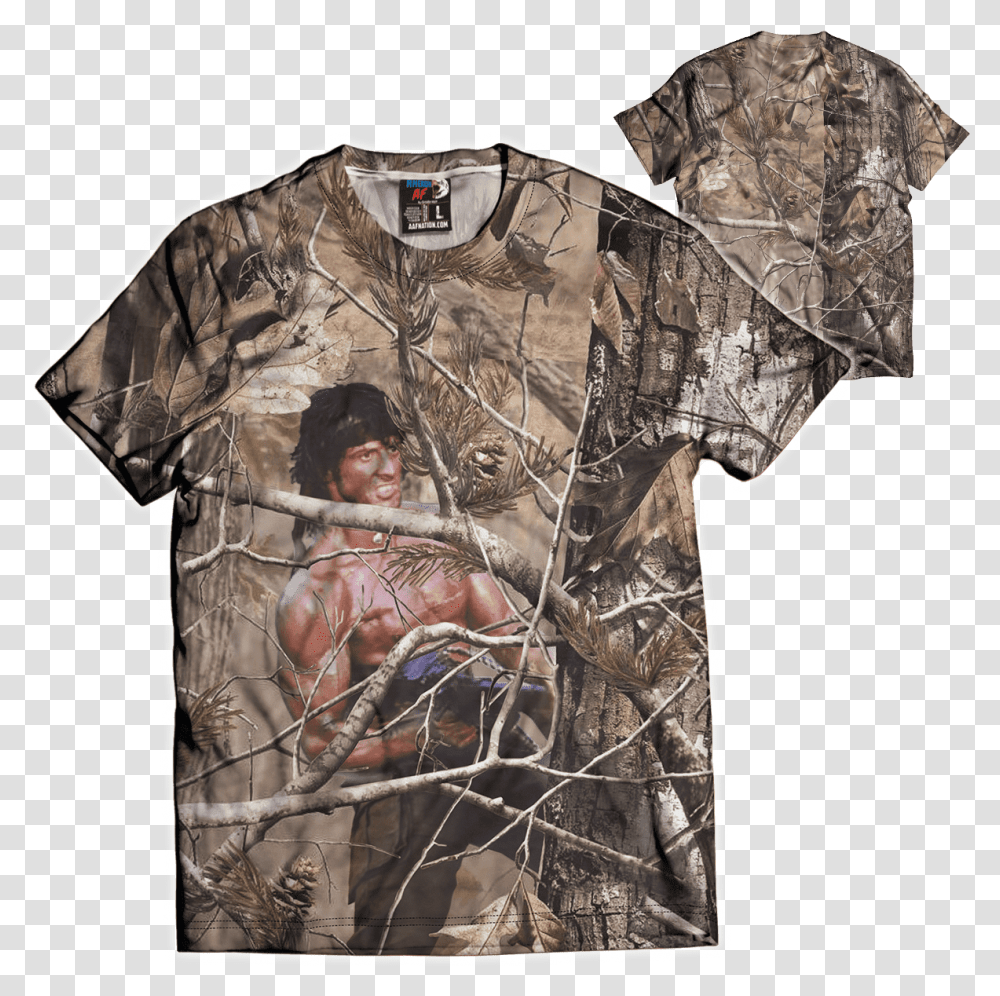 Unreal Tree John Rambo American Af Aaf Nation Realtree Camo, Clothing, Person, T-Shirt, Sleeve Transparent Png