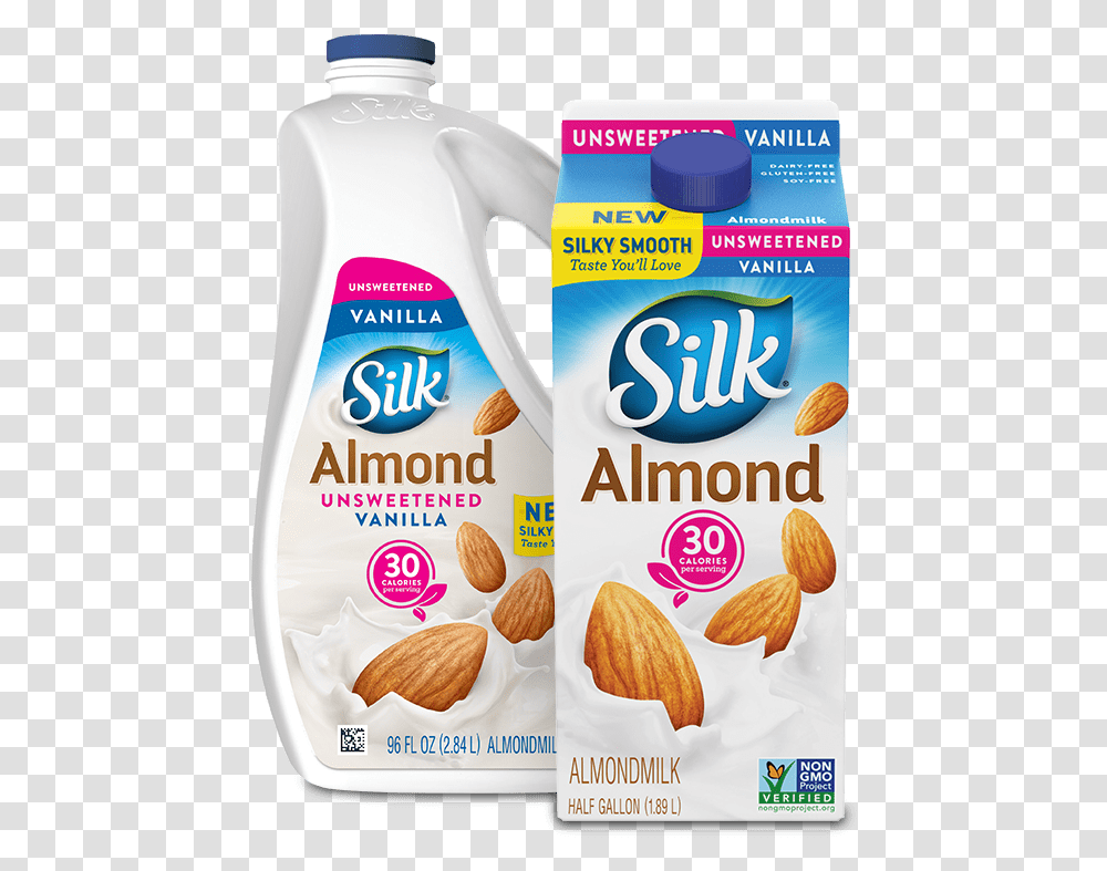 Unsweet Vanilla Almondmilk Silk Unsweetened Vanilla Almond Milk, Plant, Food, Nut, Vegetable Transparent Png