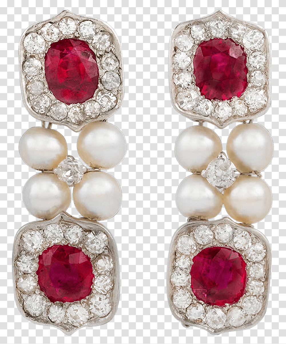 Untreated Burma Ruby And Pearl Drop Earrings Burmese Pearl Drop Earrings, Jewelry, Accessories, Accessory, Gemstone Transparent Png