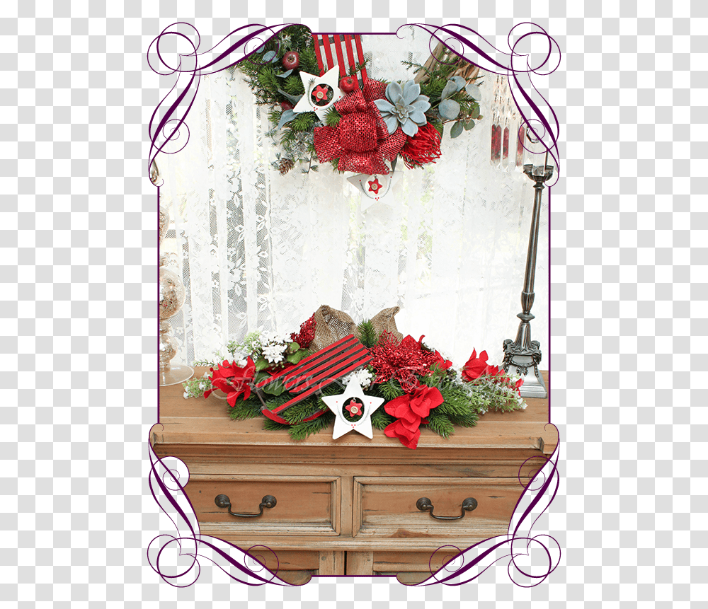 Unusual Unique Christmas Table And Door Seasonal Holiday Flower Bouquet, Plant, Flower Arrangement, Rose, Funeral Transparent Png