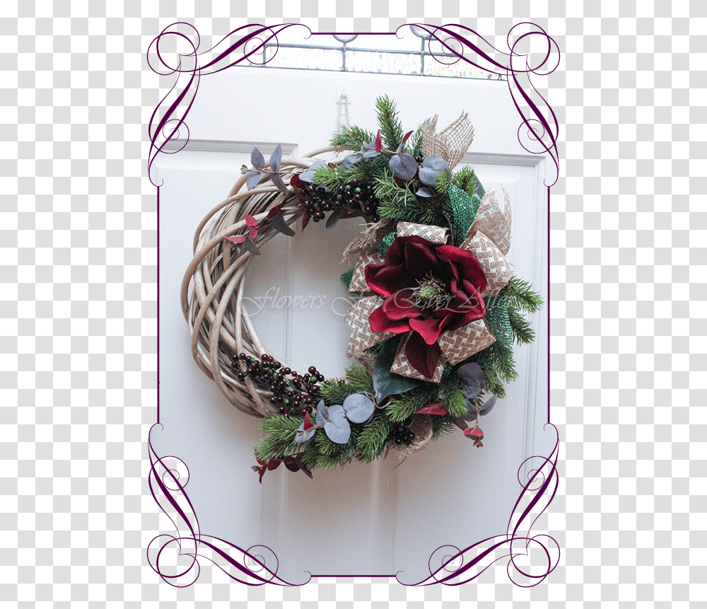 Unusual Unique Christmas Table And Door Seasonal Holiday Peonies Roses And Baby's Breath Bouquets, Wreath, Home Decor Transparent Png