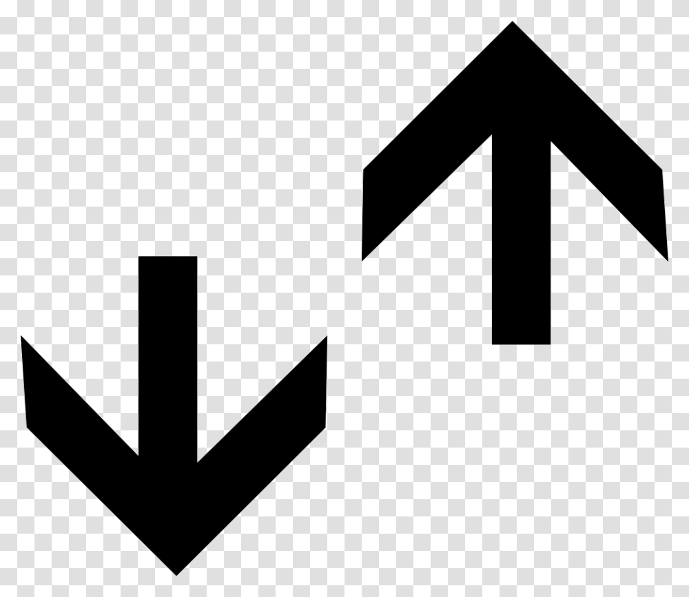 Up And Down Arrows Down And Up Arrows, Cross, Hook, Stencil Transparent Png