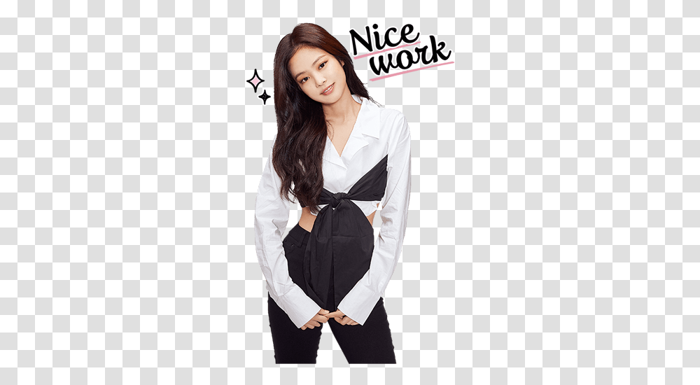 Update Download Blackpink Line Stickers Collection Jennie Shirt How You Like, Clothing, Sleeve, Female, Person Transparent Png