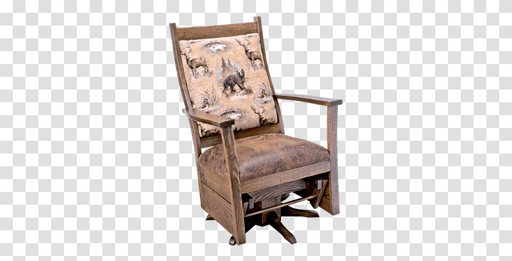 Upholstered Rough Sawn Oak Flat Arm Swivel Glider In Urban Dark Walnut Swivel Rustic Chairs, Furniture, Armchair, Crib Transparent Png