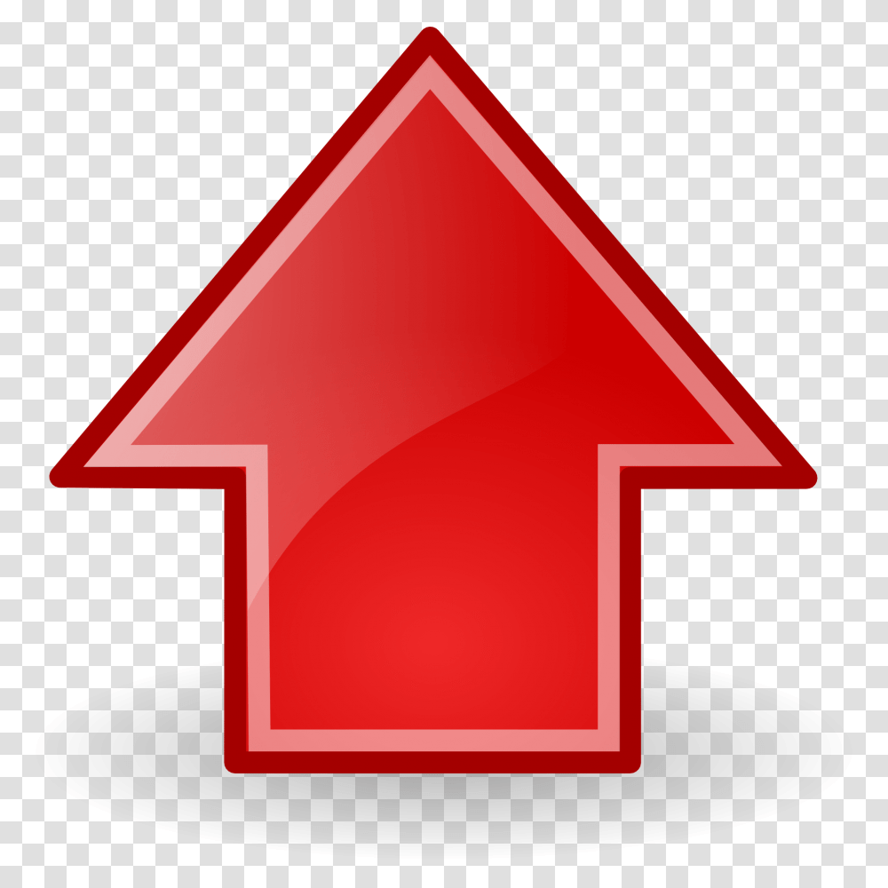 Upload Icon In Red Color Image Red Up Arrow, Triangle, Text, Couch, Furniture Transparent Png