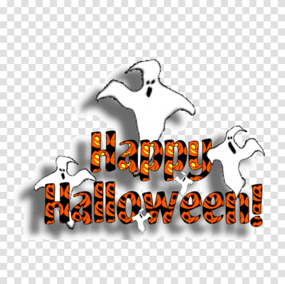 Upload Stars Animated Happy Halloween, Text, Animal, Face, Mammal Transparent Png