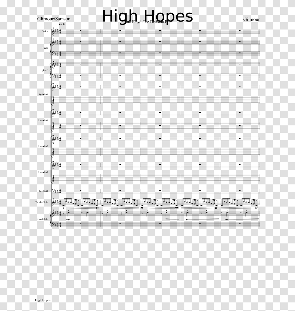 Uploaded On Aug 13 Pink Floyd High Hopes Piano Sheet, Gray, World Of Warcraft Transparent Png