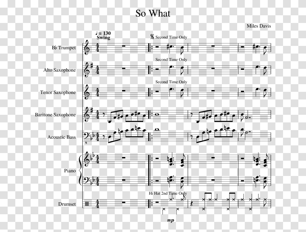 Uploaded On Feb 27 So What Miles Davis Sheet Music, Gray, World Of Warcraft Transparent Png