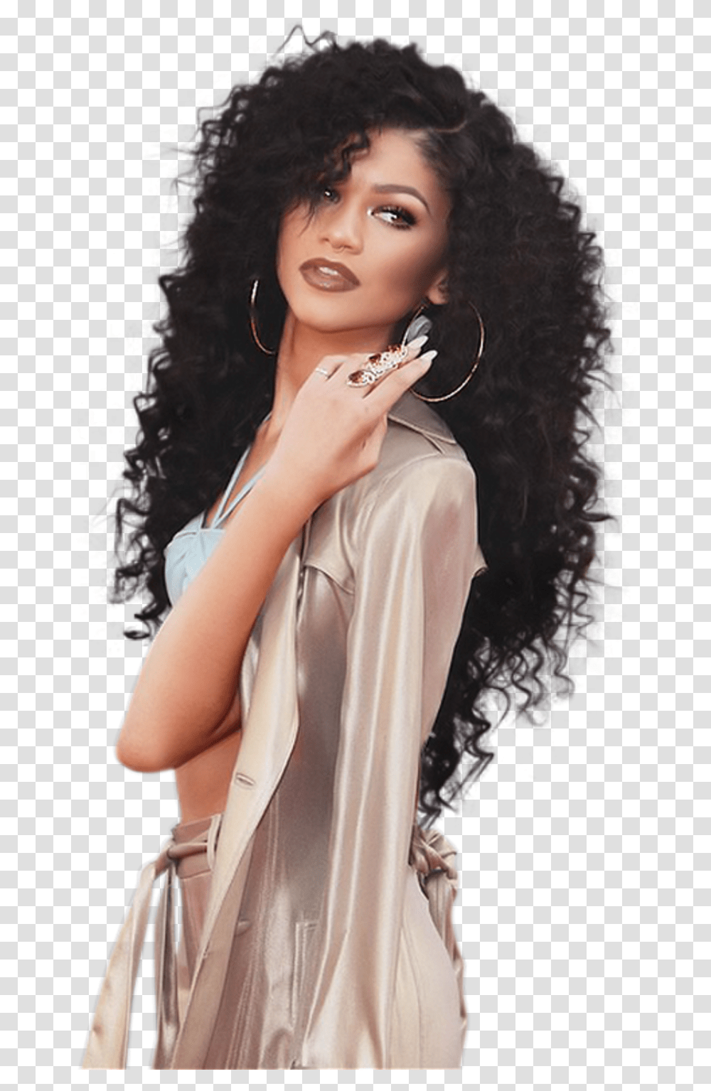 Upnxz86 Te Zendaya Curly Hair 2015, Person, Female, Black Hair Transparent Png
