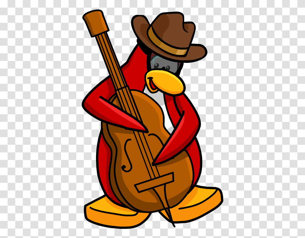 Upright Bass Clipart Club Penguin Penguin Band, Musical Instrument, Cello, Leisure Activities, Armor Transparent Png
