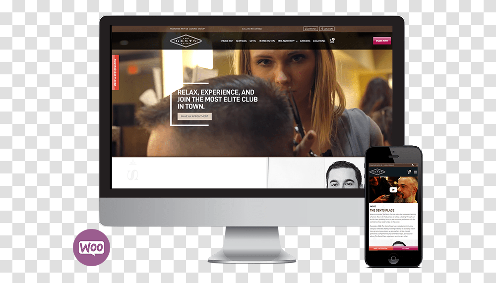Upscale Men's Salon Website Design With Woocommerce Seota Digital Marketing, Person, Monitor, Screen, Electronics Transparent Png