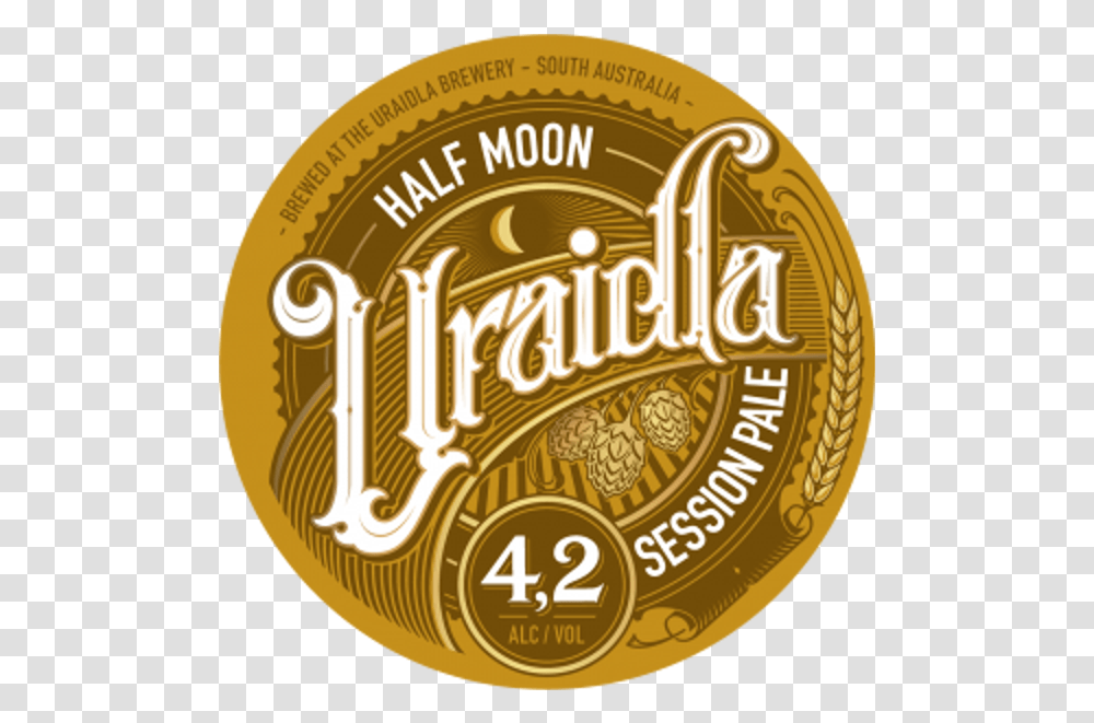 Uraidla Half Moon Session Pale Ale Label, Text, Gold, Logo, Symbol Transparent Png