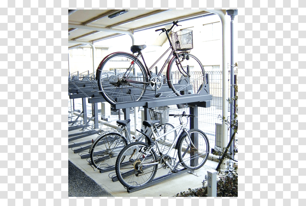 Urban Rack Double Stacker Rack Stacking Bike Storage, Bicycle, Vehicle, Transportation, Wheel Transparent Png