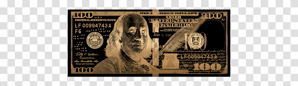 Us 100 Dollar Gold, Poster, Advertisement, Flyer, Paper Transparent Png