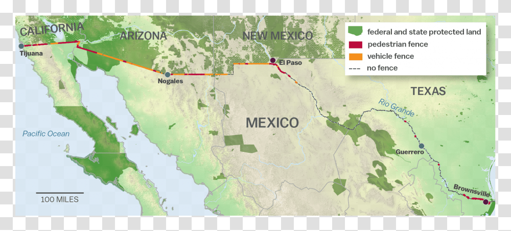 Us Border Wall Map, Diagram, Plot, Atlas, Vegetation Transparent Png