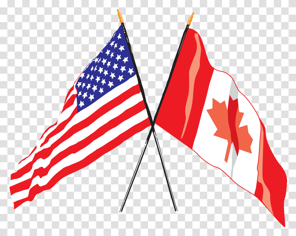 Us Canadian Flag Crossed American Canadian Flag, American Flag Transparent Png