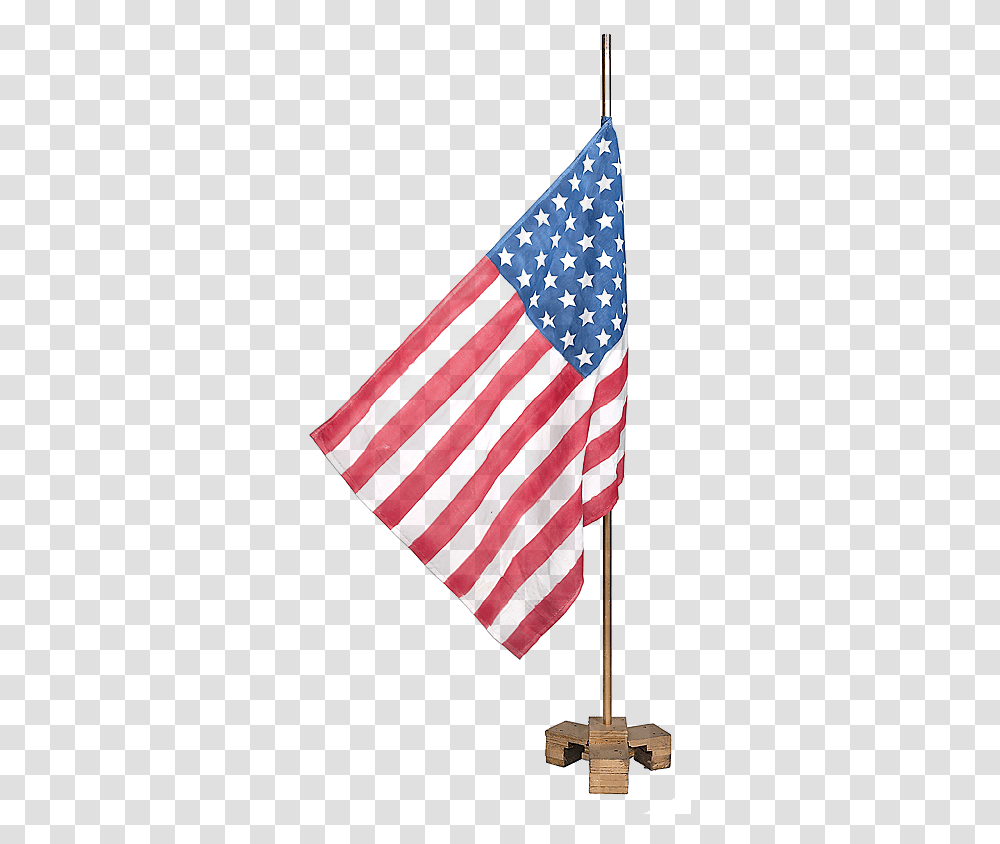 Us Flag On A Wooden Stand Flag Of The United States, American Flag Transparent Png