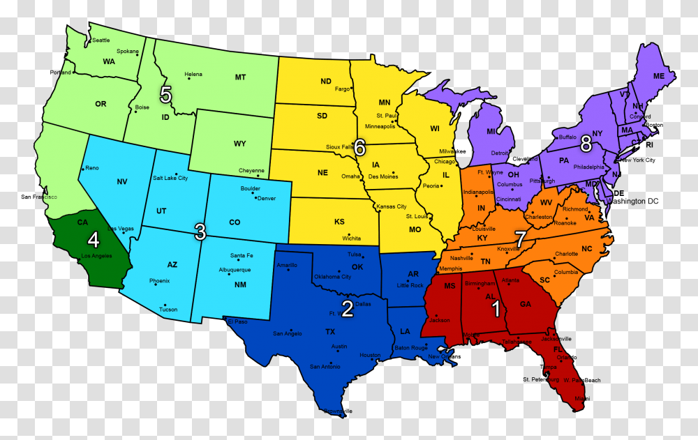 Us Map Divided Into Regions Us Maps For Study And Review Tacoma Washington On Map, Diagram, Plot, Atlas Transparent Png