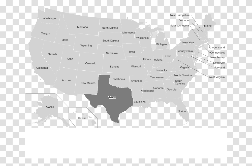 Us Map Texas Highlighted Map Of Usa Highlighting Texas, Diagram, Plot, Menu Transparent Png