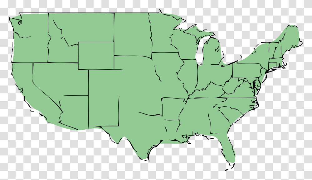 Us Maps Clipart Map Of The United States Green, Plot, Diagram, Person, Water Transparent Png